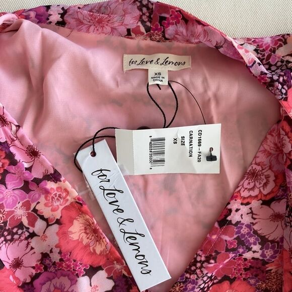 NEW For Love and Lemons Cheyenne Pink Floral Mini Dress XS - Picture 10 of 15